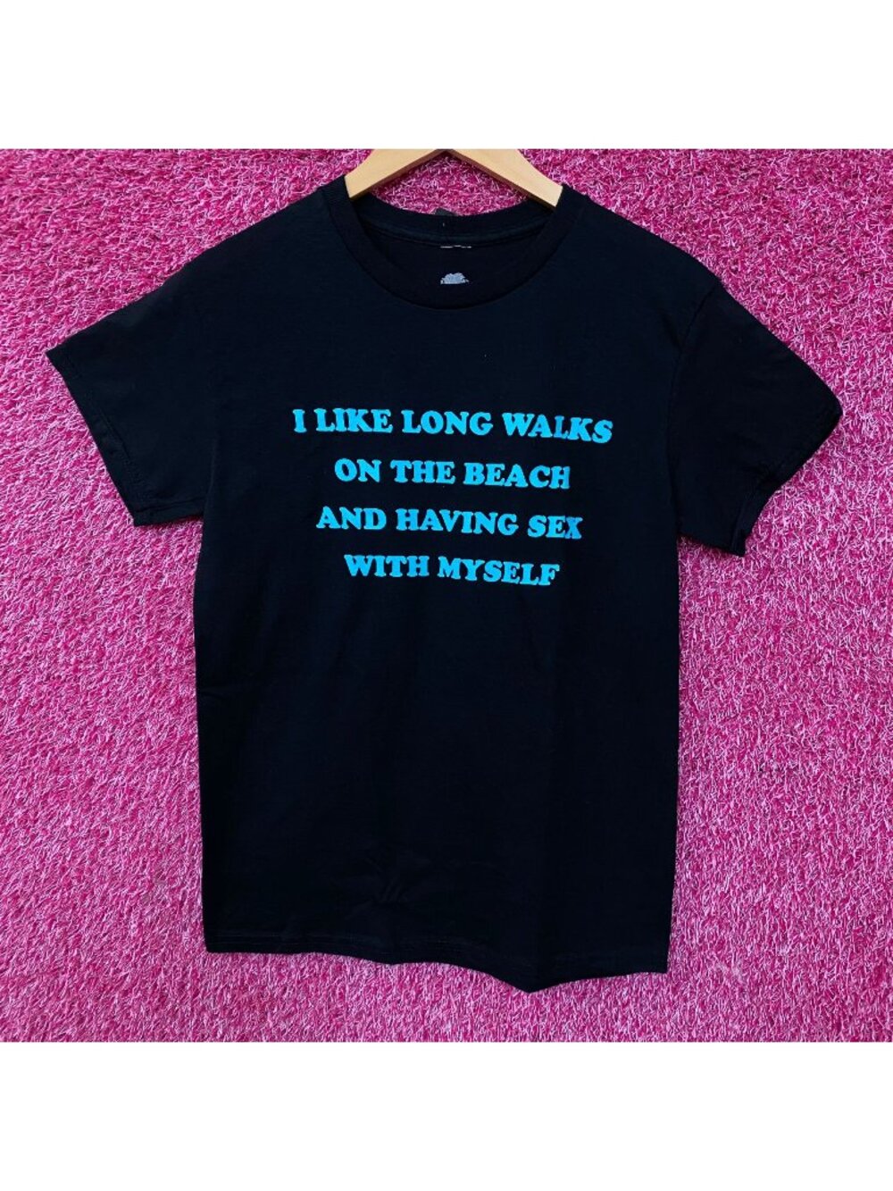 "I Like Long Walks On The Beach And Having Sex With Myself" Graphic Tee Small